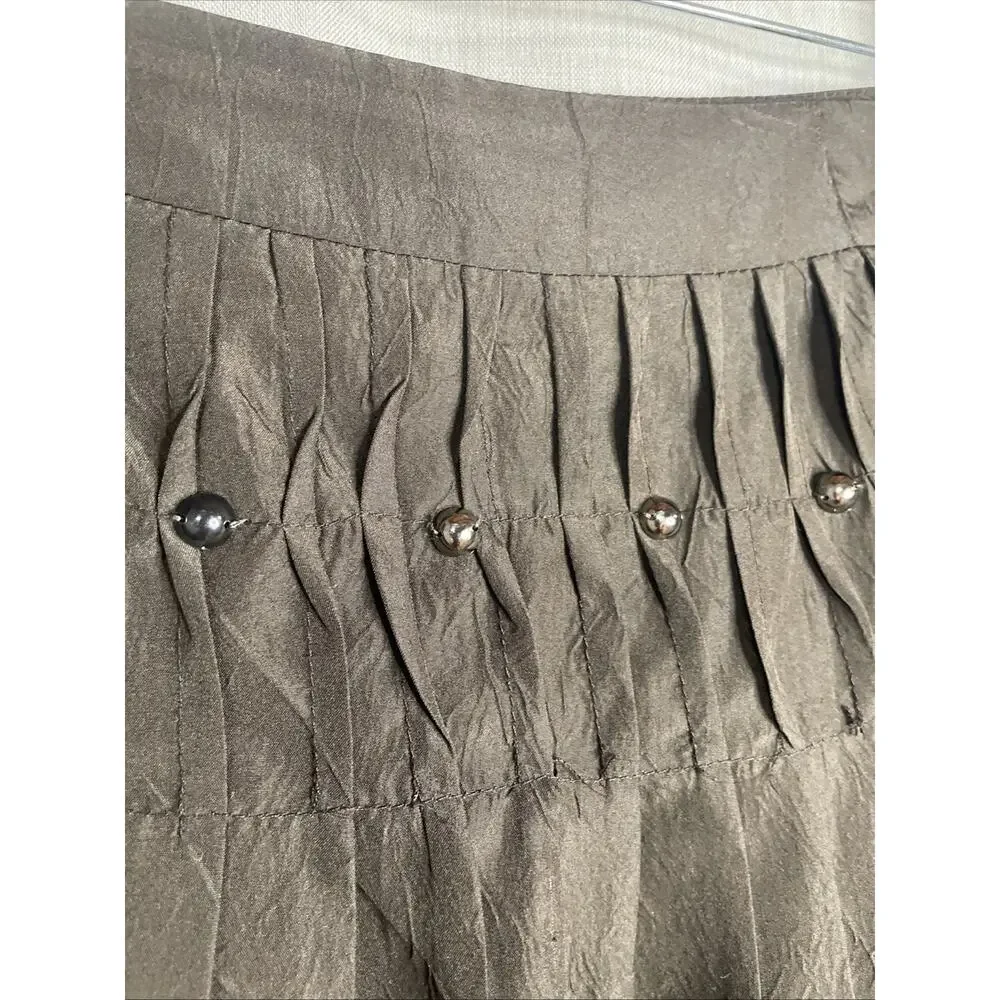 LR Lirenyuan Juniors Brown Skirt - Size 13 - Lined with Silver Beaded Accents